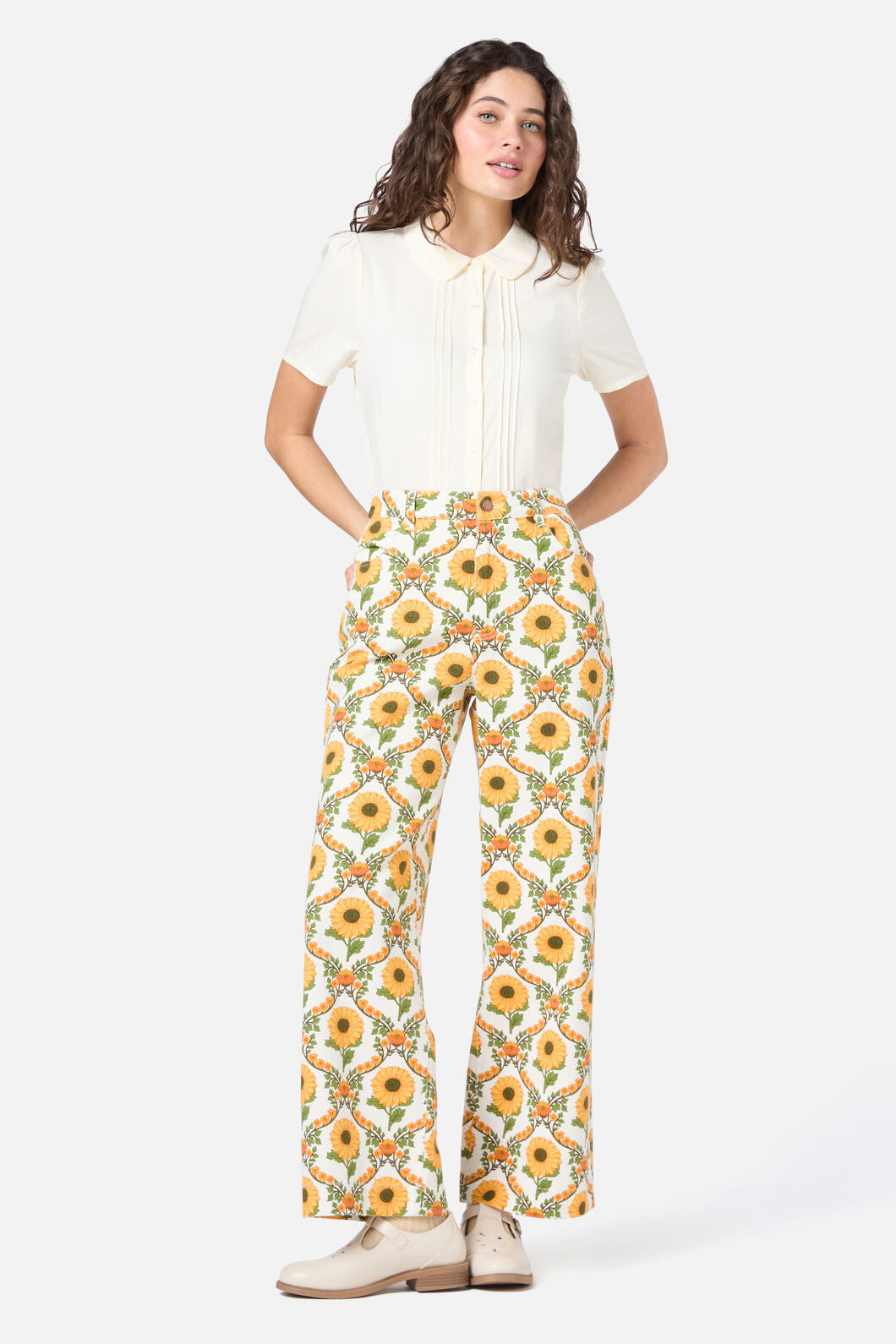 Princess Highway - Sunflower Printed Jean - cream