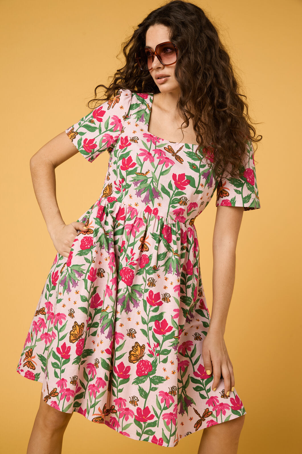 Princess Highway - Garden Party Smock Dress - soft-pink