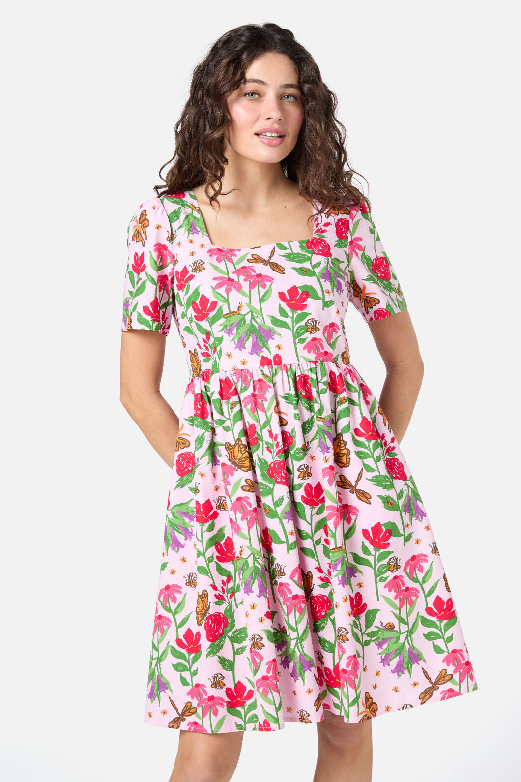 Princess Highway - Garden Party Smock Dress - soft-pink