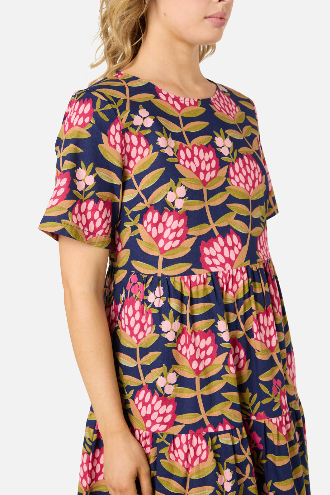 Princess Highway - Protea Flower Smock Dress - navy
