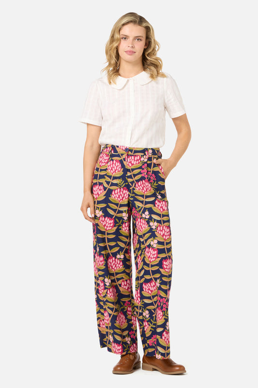 Princess Highway - Protea Flower Relaxed Pant - navy