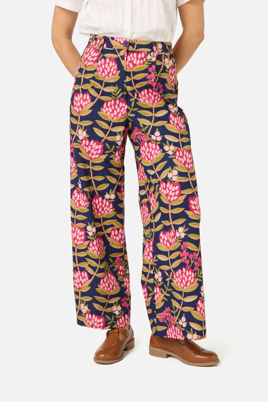 Princess Highway - Protea Flower Relaxed Pant - navy