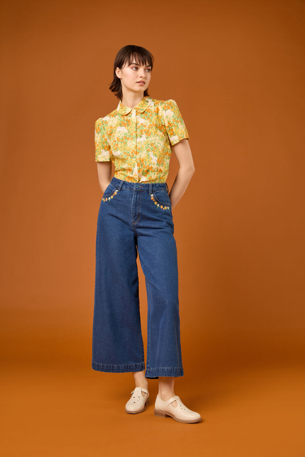 Princess Highway - Cat Embroidered Denim Jean - blue-denim