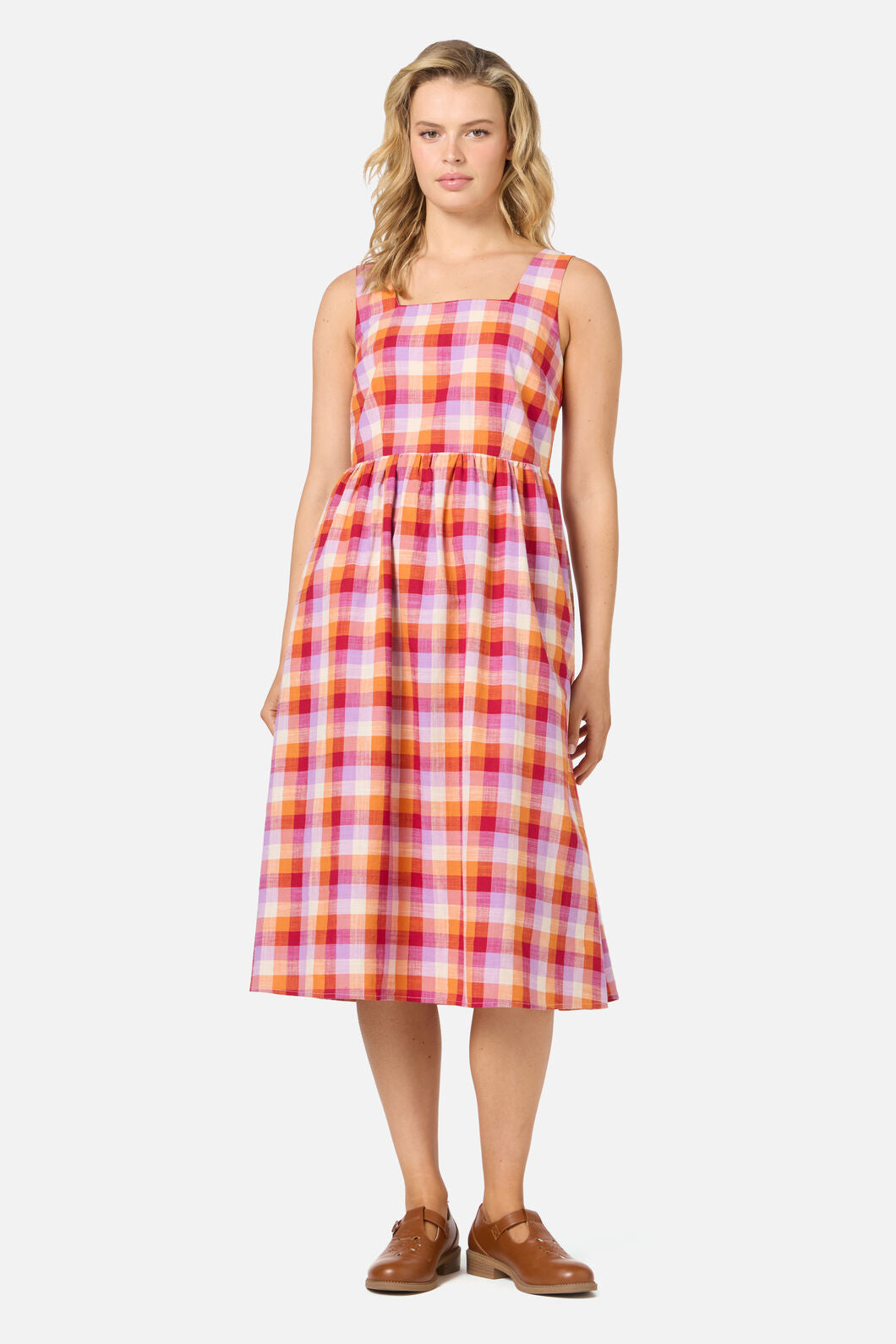 Princess Highway - Cassie Check Midi Dress - red-multi