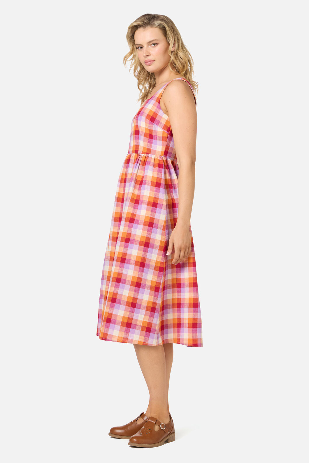 Princess Highway - Cassie Check Midi Dress - red-multi