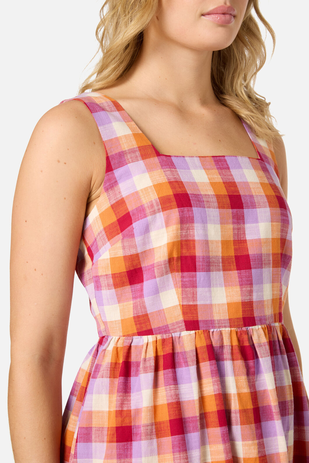 Princess Highway - Cassie Check Midi Dress - red-multi
