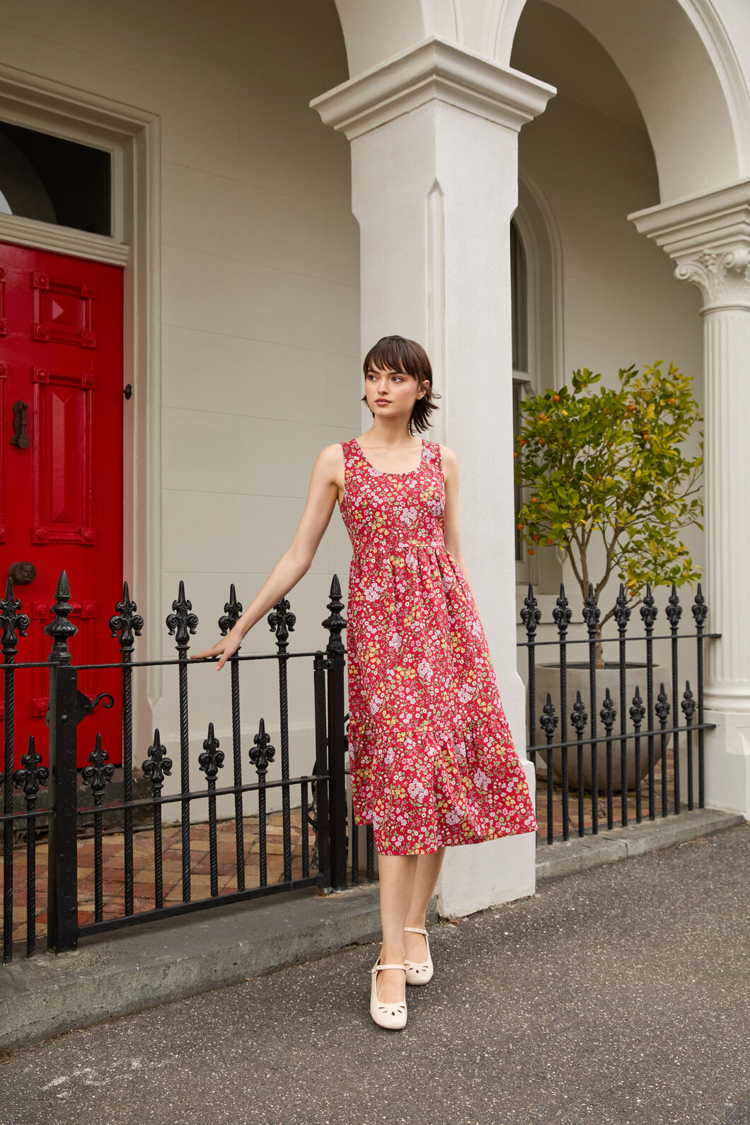 Princess Highway - Libby Bee Ditsy Midi Dress - red