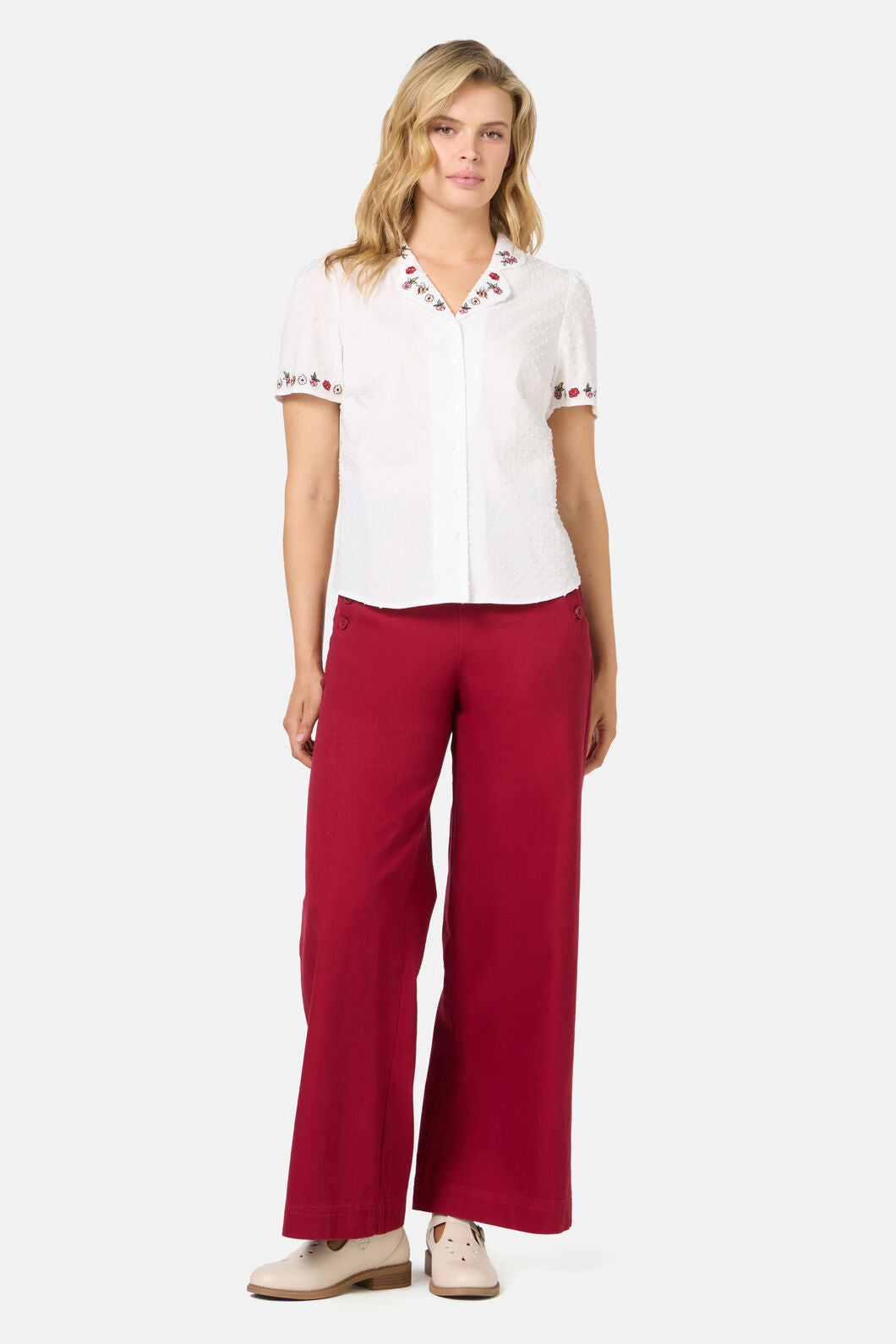 Princess Highway - Libby Bee Embroidered Blouse - cream