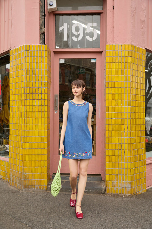 Princess Highway - Libby Bee Denim Shift Dress - blue-denim
