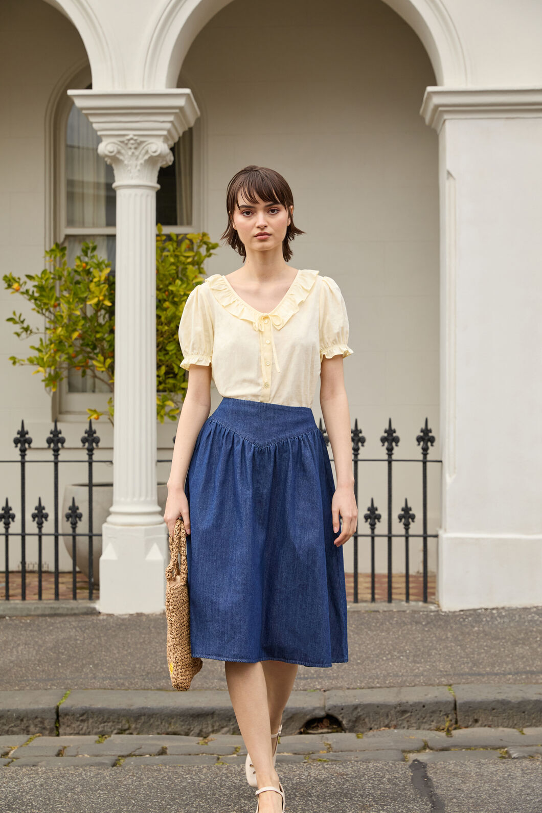 Princess Highway - Nellie Yoke Denim Skirt - blue-denim