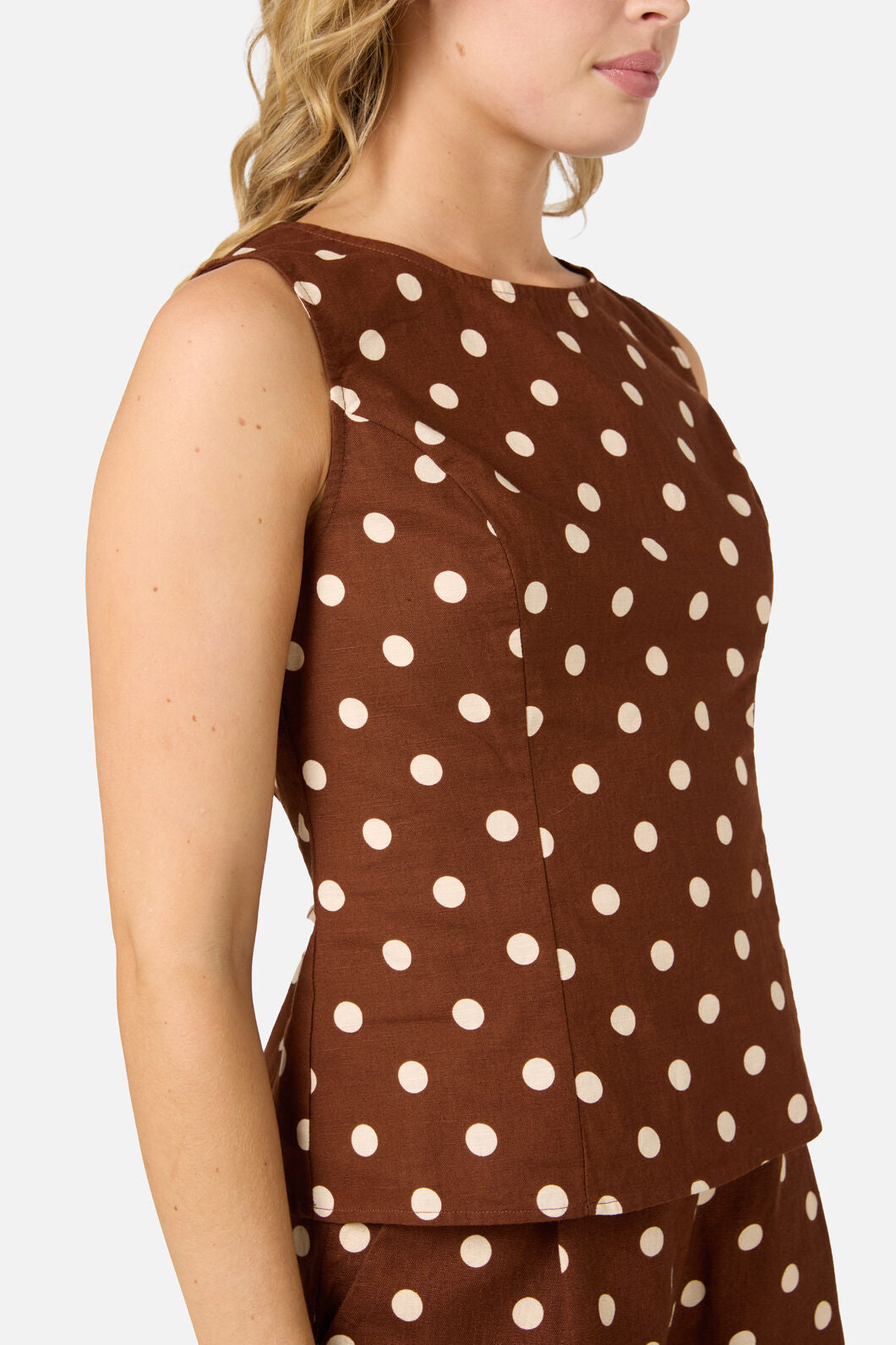 Princess Highway - Polka Dot Shell Top - chocolate
