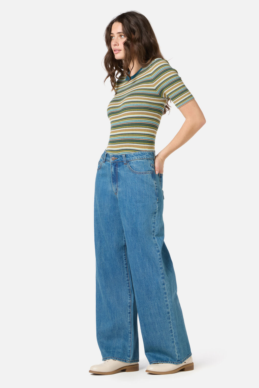 Princess Highway - Sadie Stripe Knit Top - teal