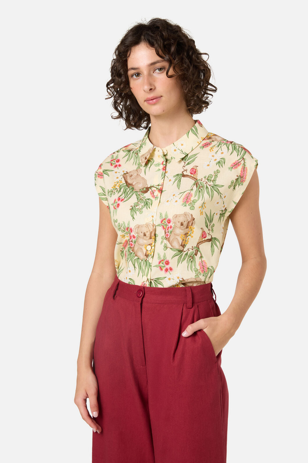 Princess Highway - Koala Sleeveless Shirt - lemon