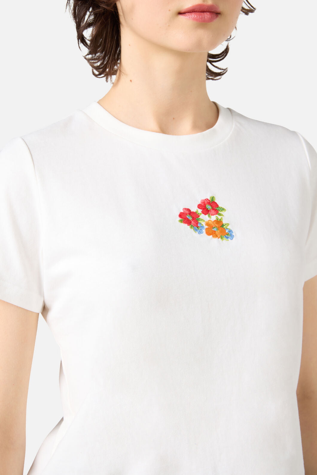 Princess Highway - Floral Embroidered Baby Tee - cream