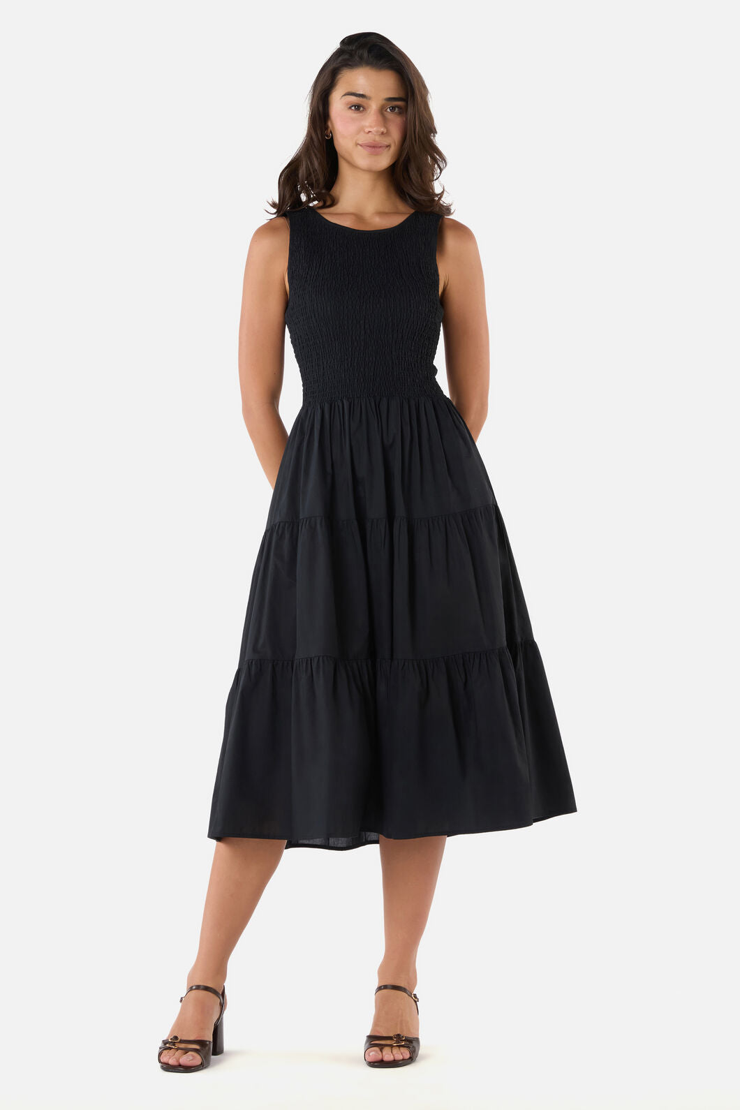 Avril Shirred Midi Dress – Princess Highway