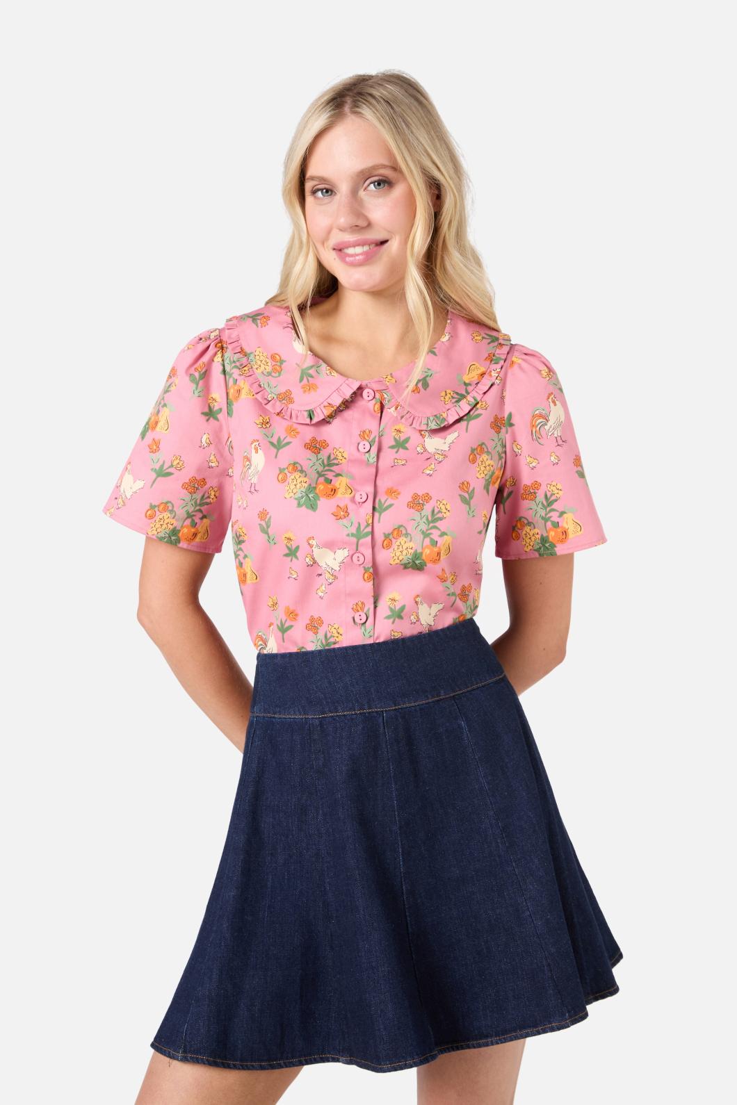 princess highway chicken dress Princess Highway Navy Rooster Chicken Print Dress