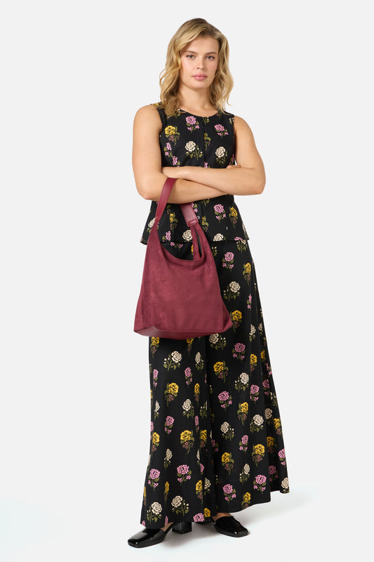 Princess Highway - Faux Suede Slouch Bag - burgundy