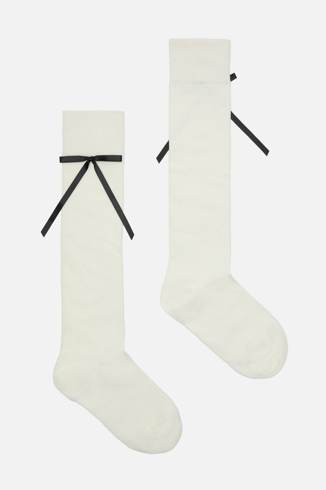 Princess Highway - White Knee High Rib Bow Sock - white
