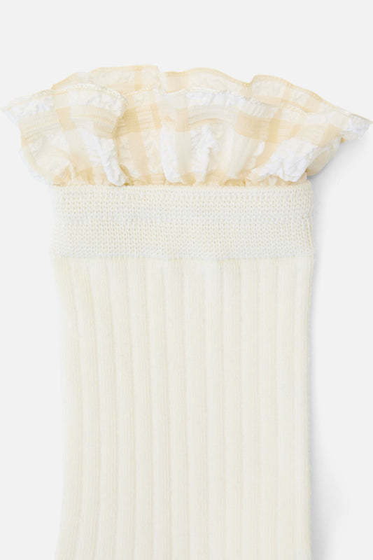 Princess Highway - Cream Rib Frill Sock - cream