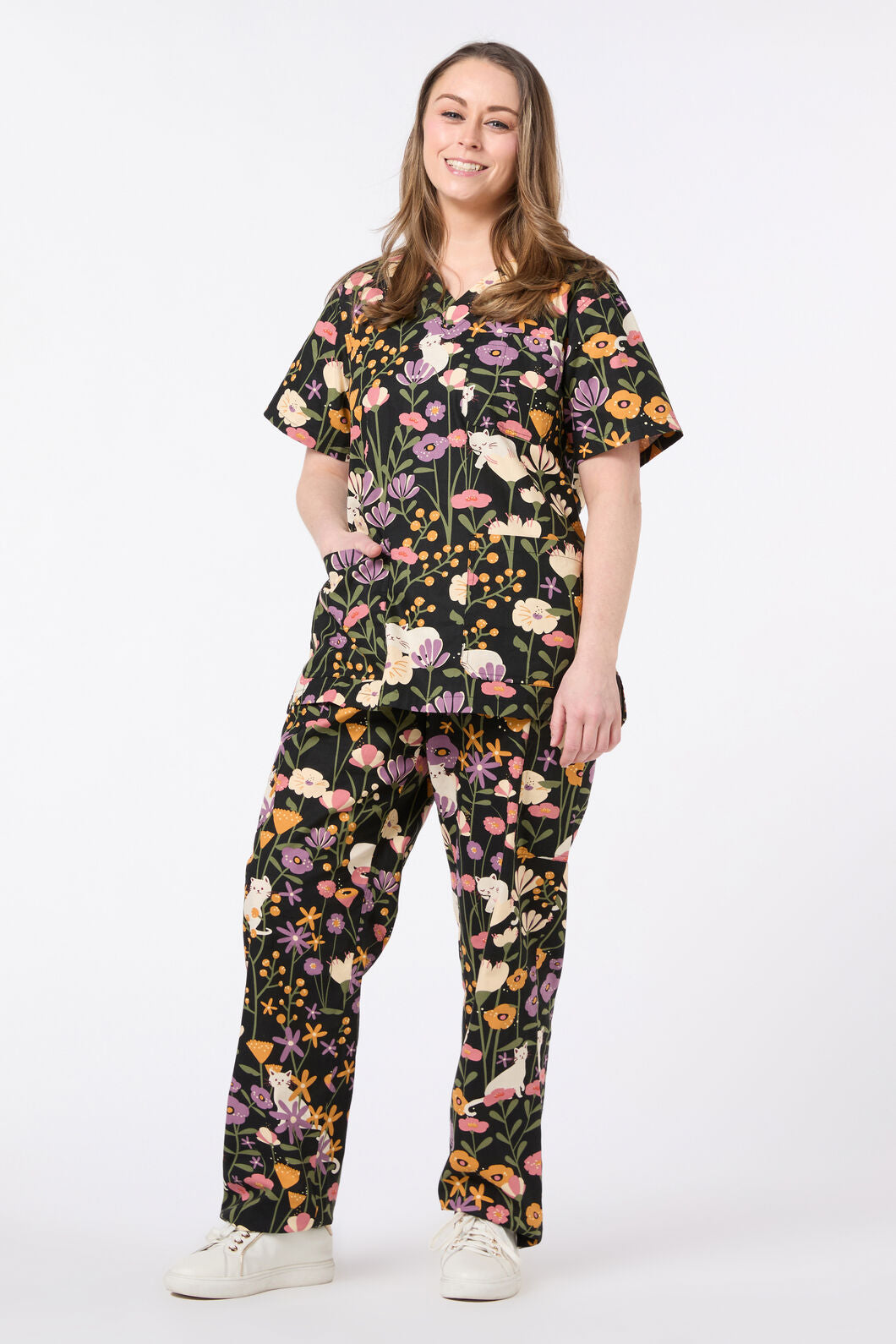 Princess Highway - Zoe Cat scrub set - black