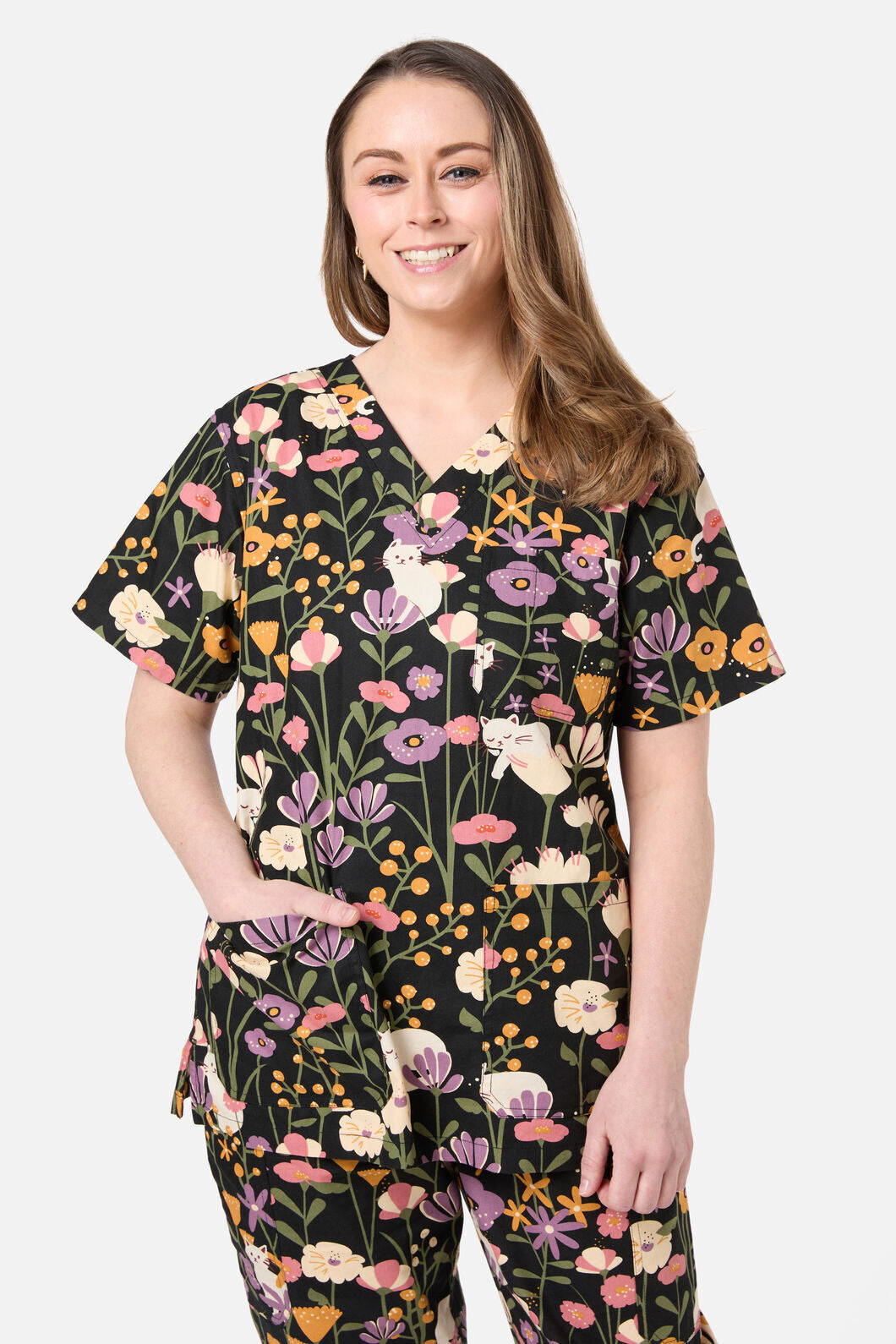 Princess Highway - Zoe Cat scrub set - black