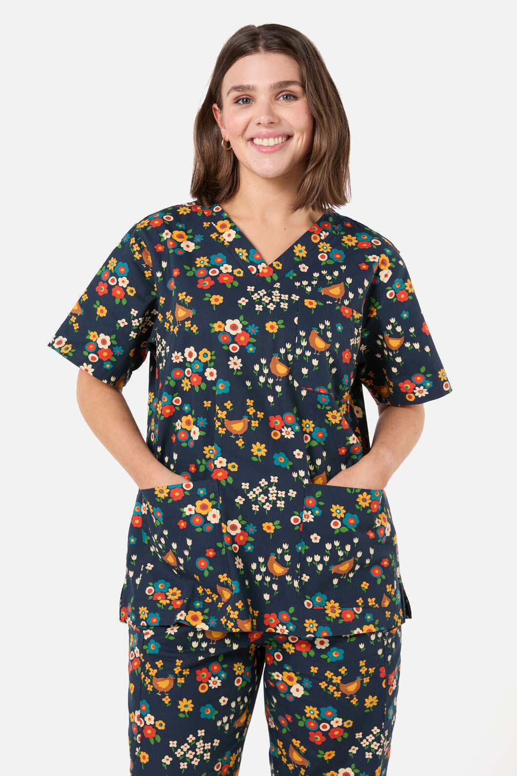 Princess Highway - Cute Chickens scrub set - navy