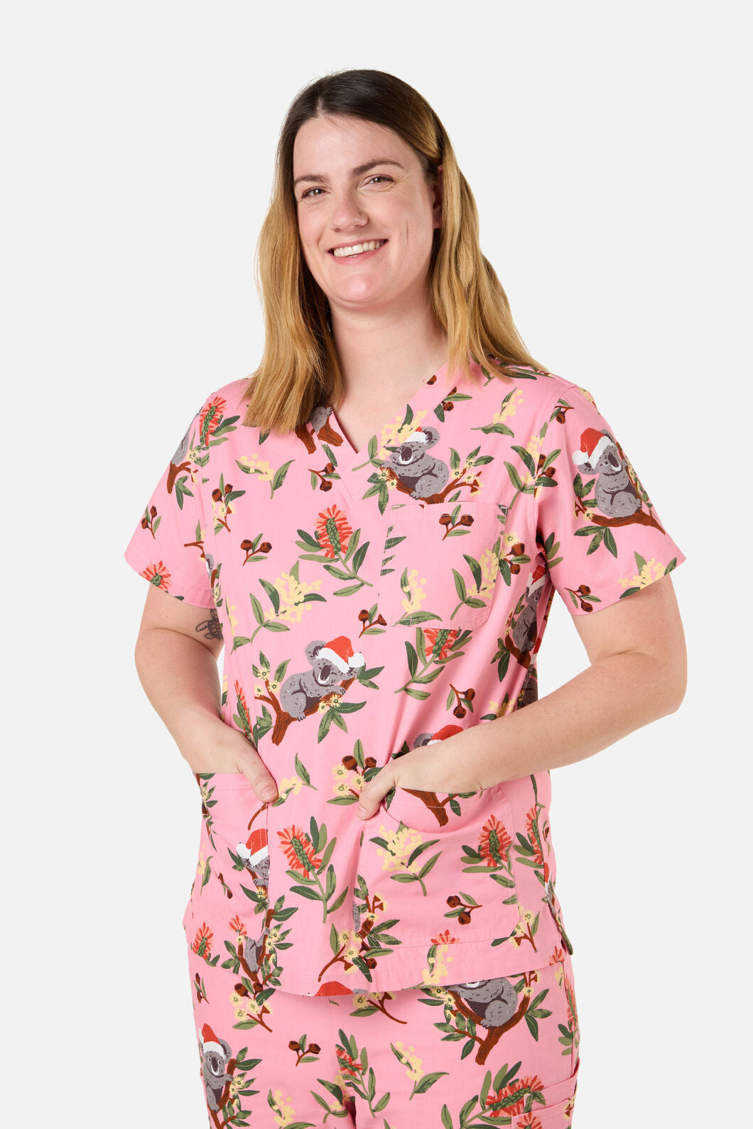 Princess Highway - CHRISTMAS KOALA PINK SCRUB SET - pink