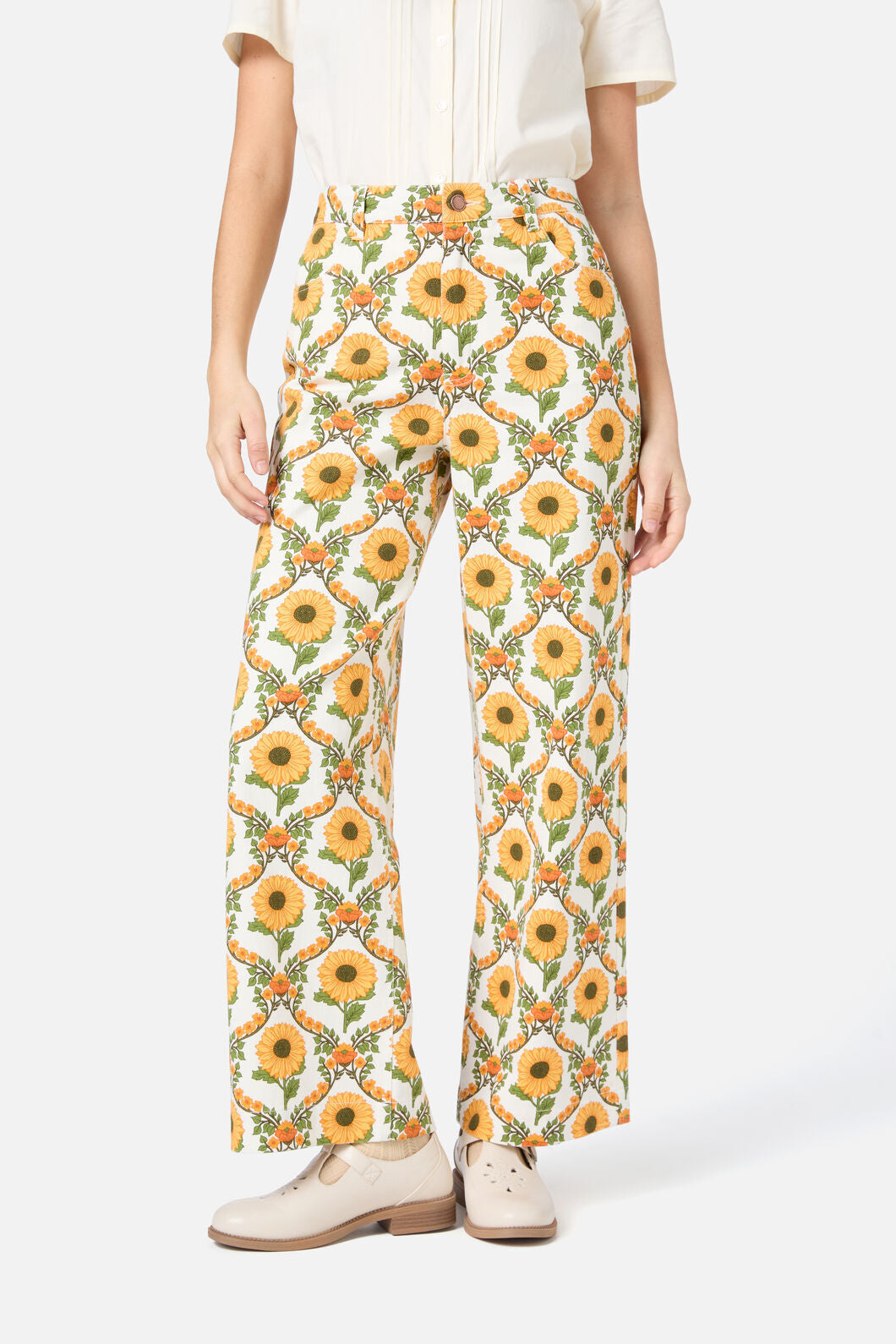 Princess Highway - Sunflower Printed Jean - cream
