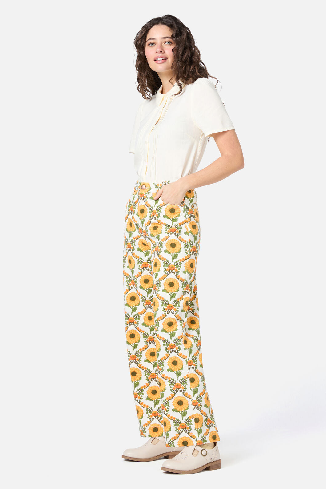 Princess Highway - Sunflower Printed Jean - cream
