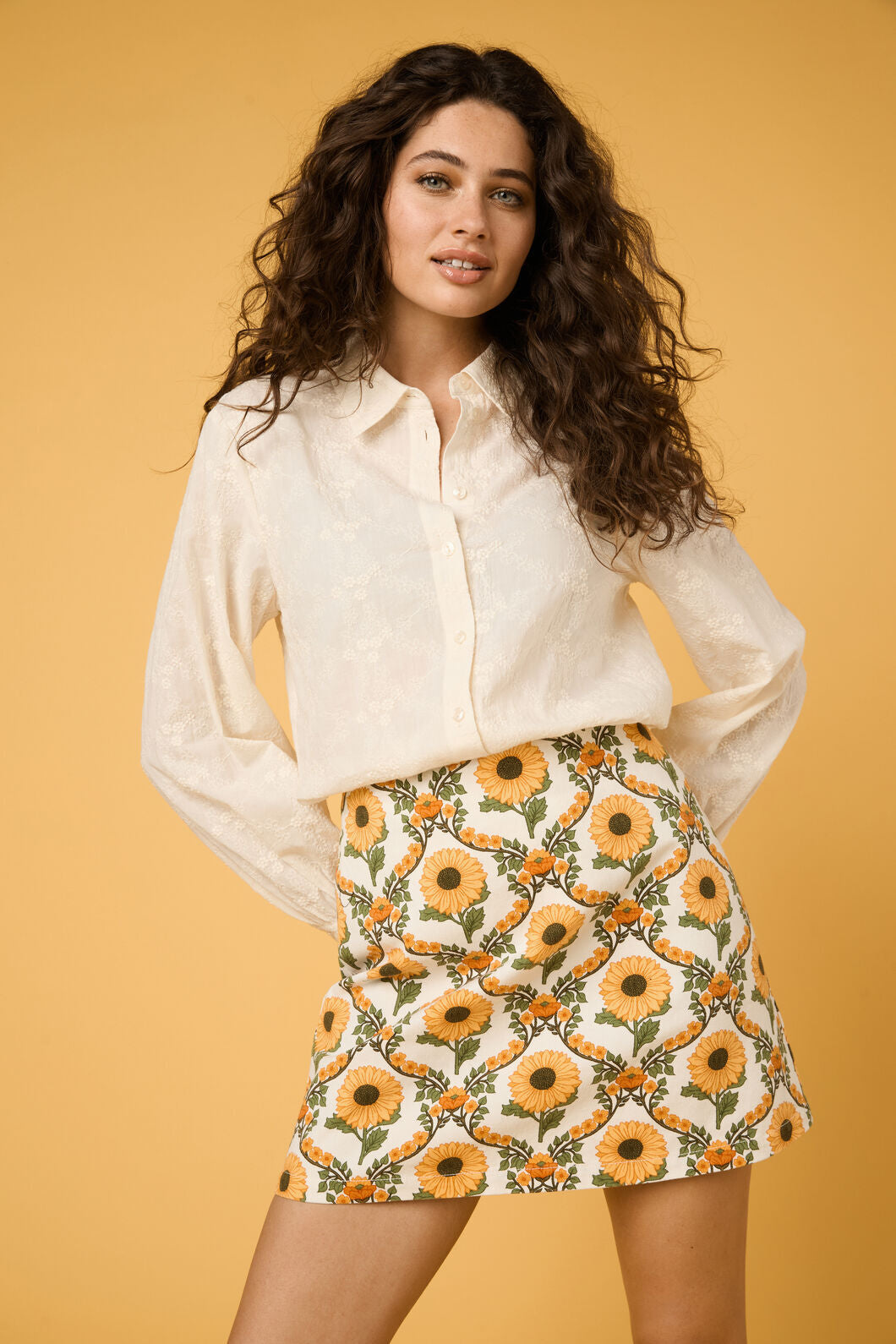 Princess Highway - Sunflower Mini Skirt - cream
