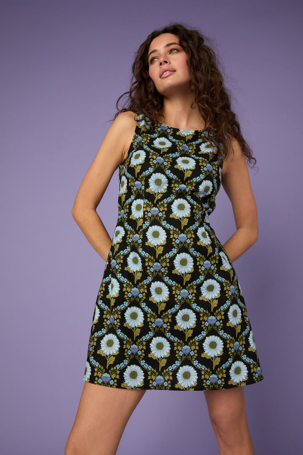 Princess Highway - Sunflower Mini Shift Dress - black