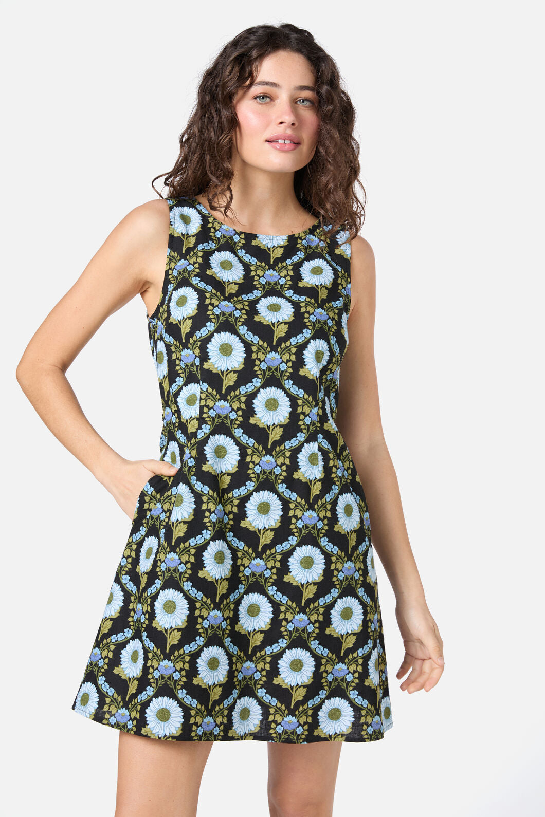 Princess Highway - Sunflower Mini Shift Dress - black