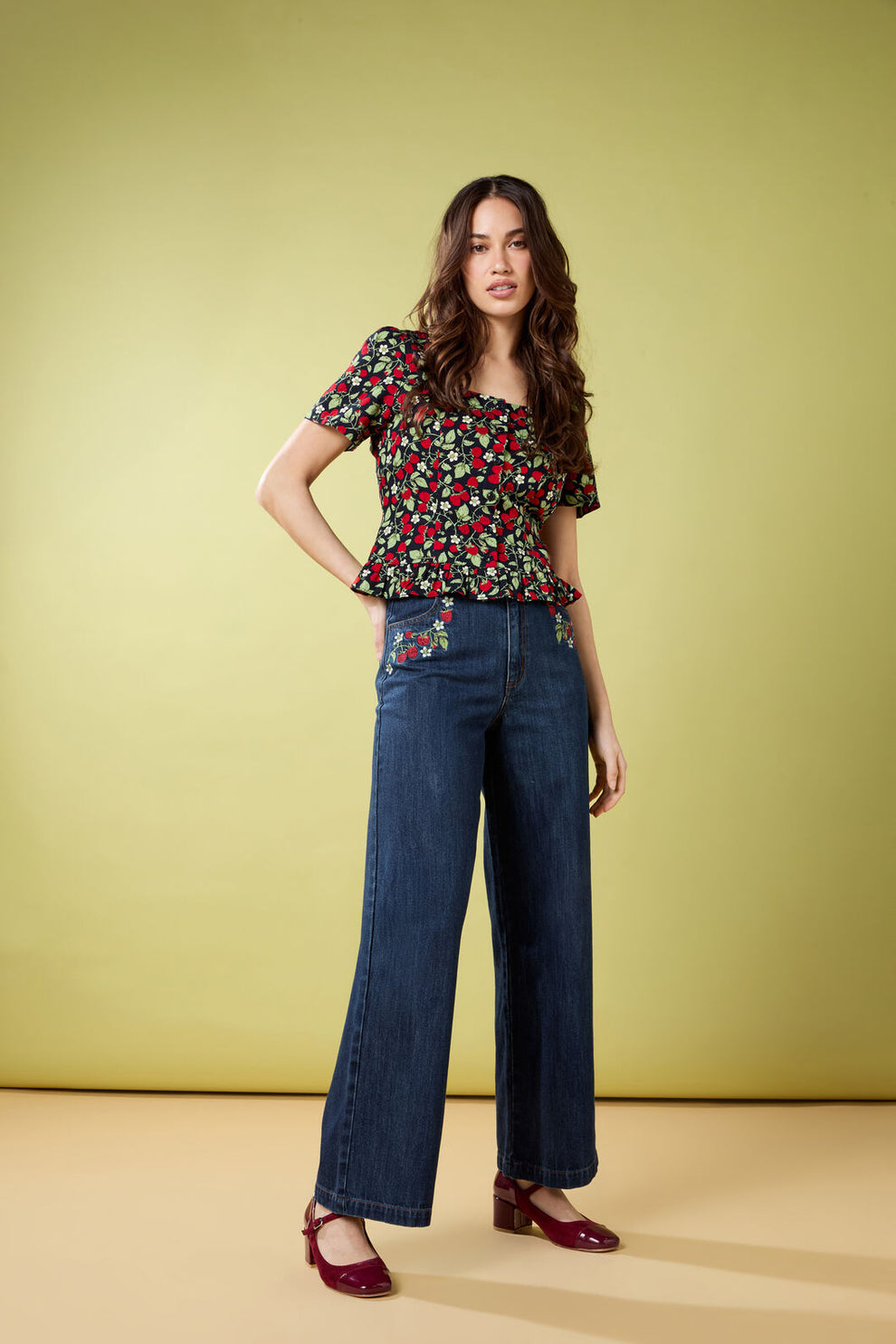 Raspberry Embroidered Jean – Princess Highway