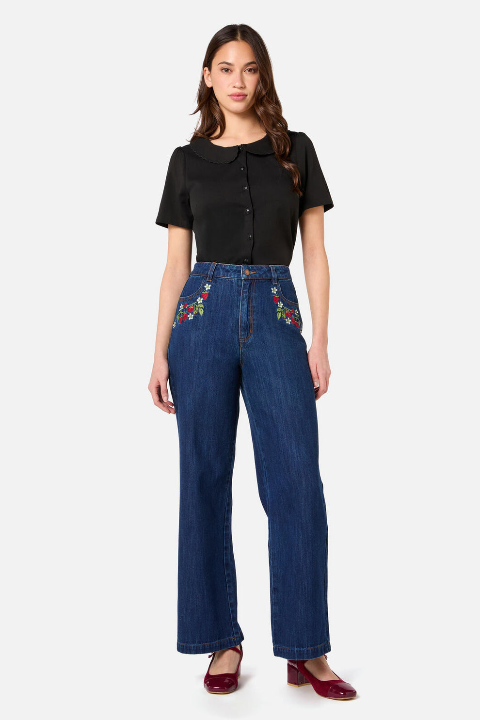 Raspberry Embroidered Jean – Princess Highway