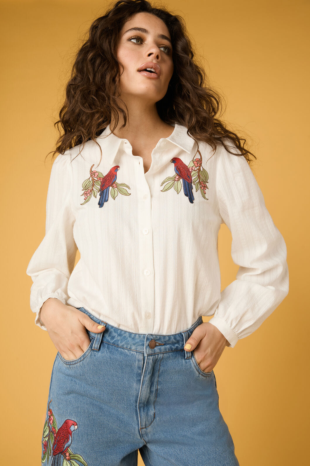 Princess Highway - Rosella Embroidered Shirt - cream