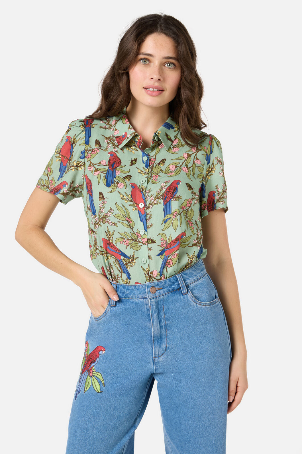 Princess Highway - Rosella Short Sleeve Blouse - green