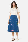Princess Highway - Flower Patch Emb Denim Skirt - blue-denim