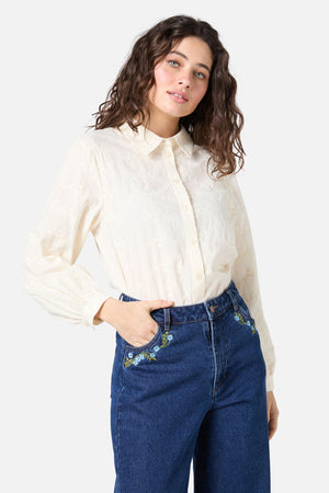 Princess Highway - Ada Embroidered Flower Shirt - cream