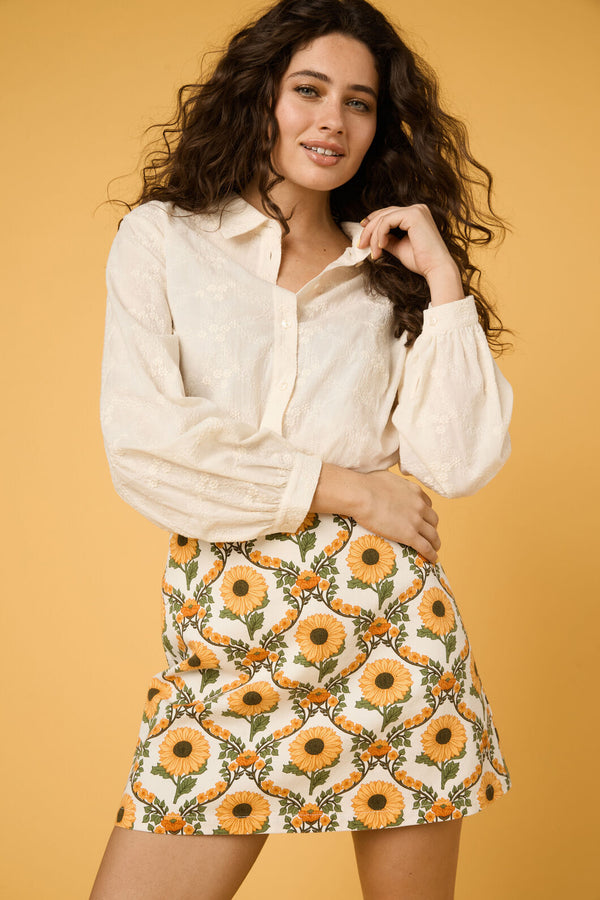 Princess Highway - Ada Embroidered Flower Shirt - cream