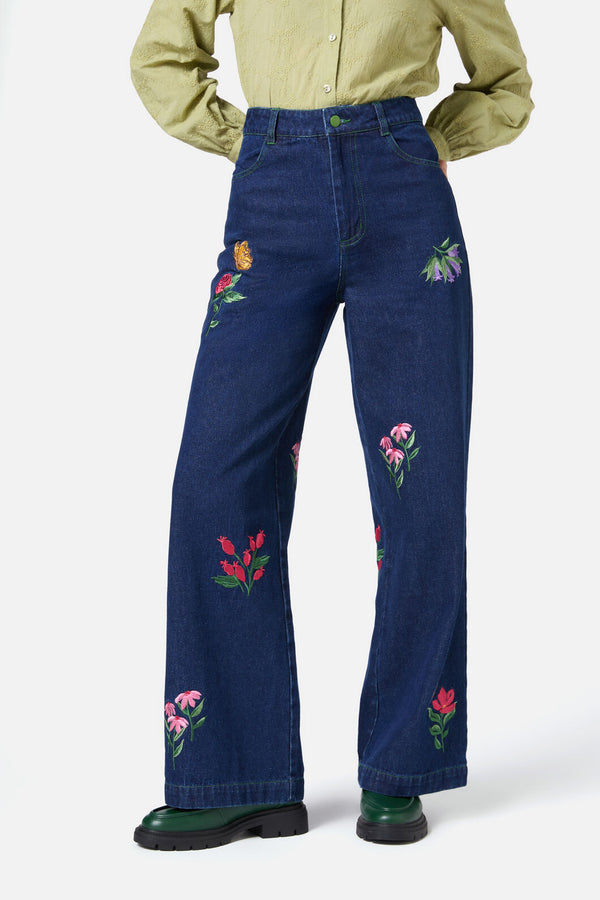 Princess Highway - Garden Party Emb Jean - blue-denim