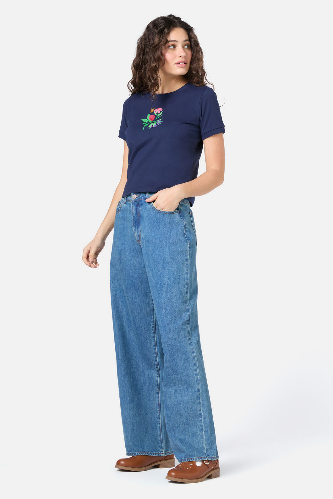 Princess Highway - Garden Party Baby Tee - navy