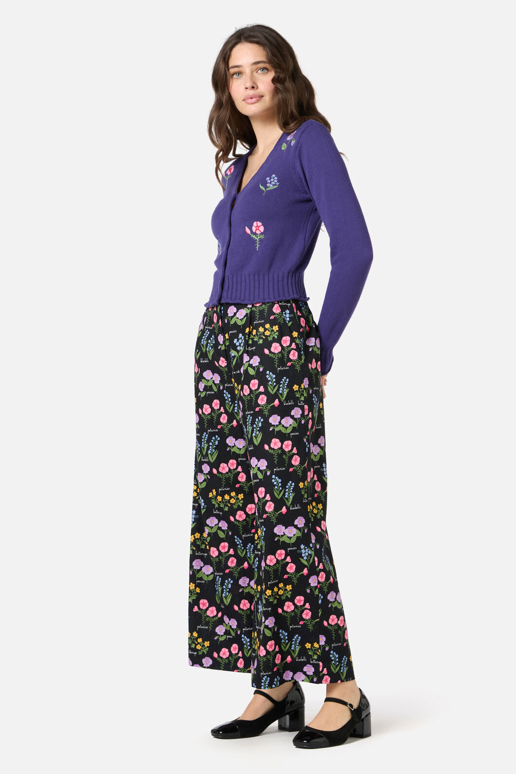 Princess Highway - Flower Patch Emb Cardigan - purple