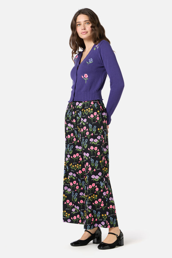 Princess Highway - Flower Patch Emb Cardigan - purple