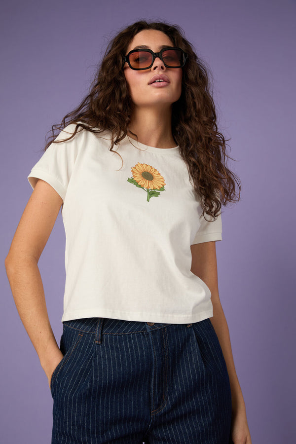 Princess Highway - Sunflower Baby Tee - cream