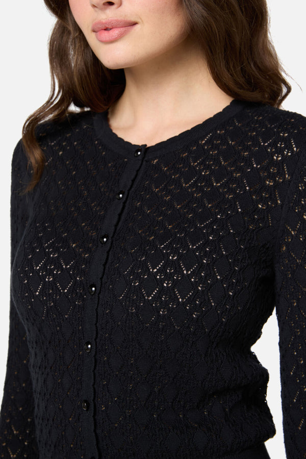 Princess Highway - Clarissa Pointelle Cardigan - black