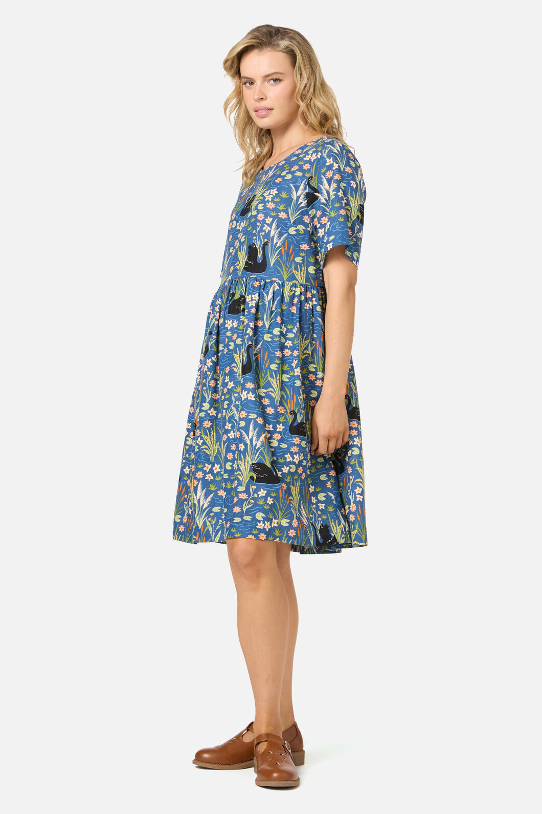 Princess Highway - Pretty Swan Smock Dress - navy