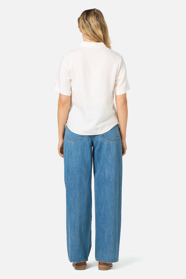 Princess Highway - Swan Embroidered Shirt - cream