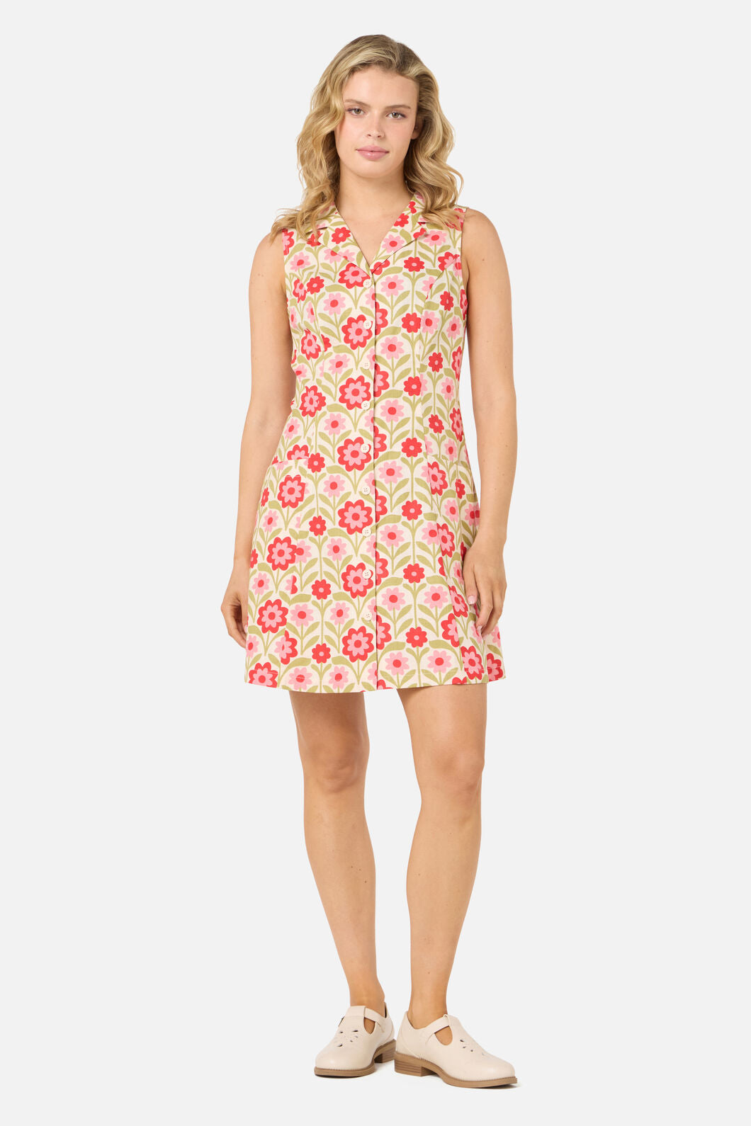 Princess Highway - Cleo Geo Mini Collared Dress - cream