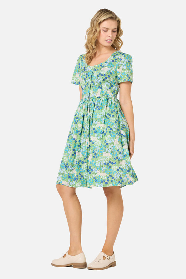 princess highway cat dress Princess Highway Dress Black Cat Floral Print Knee Length Satin Pearl Buttons M