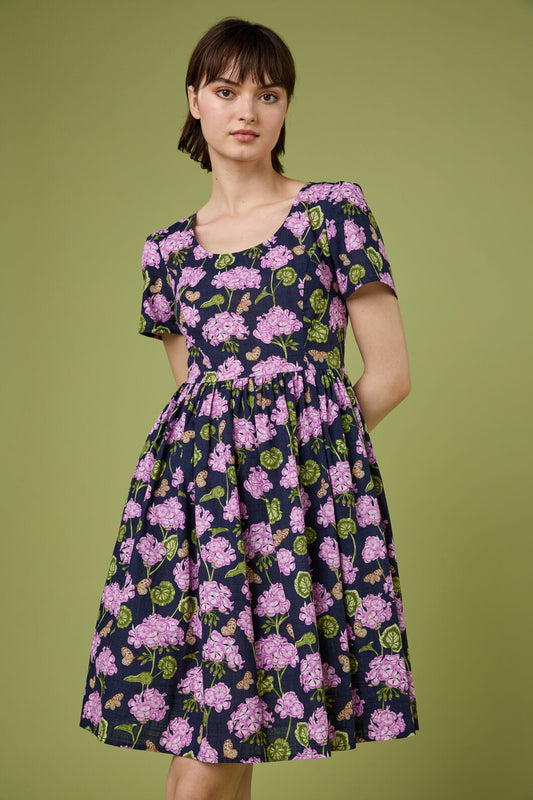 Princess Highway - Geranium Flower Mini Dress - navy